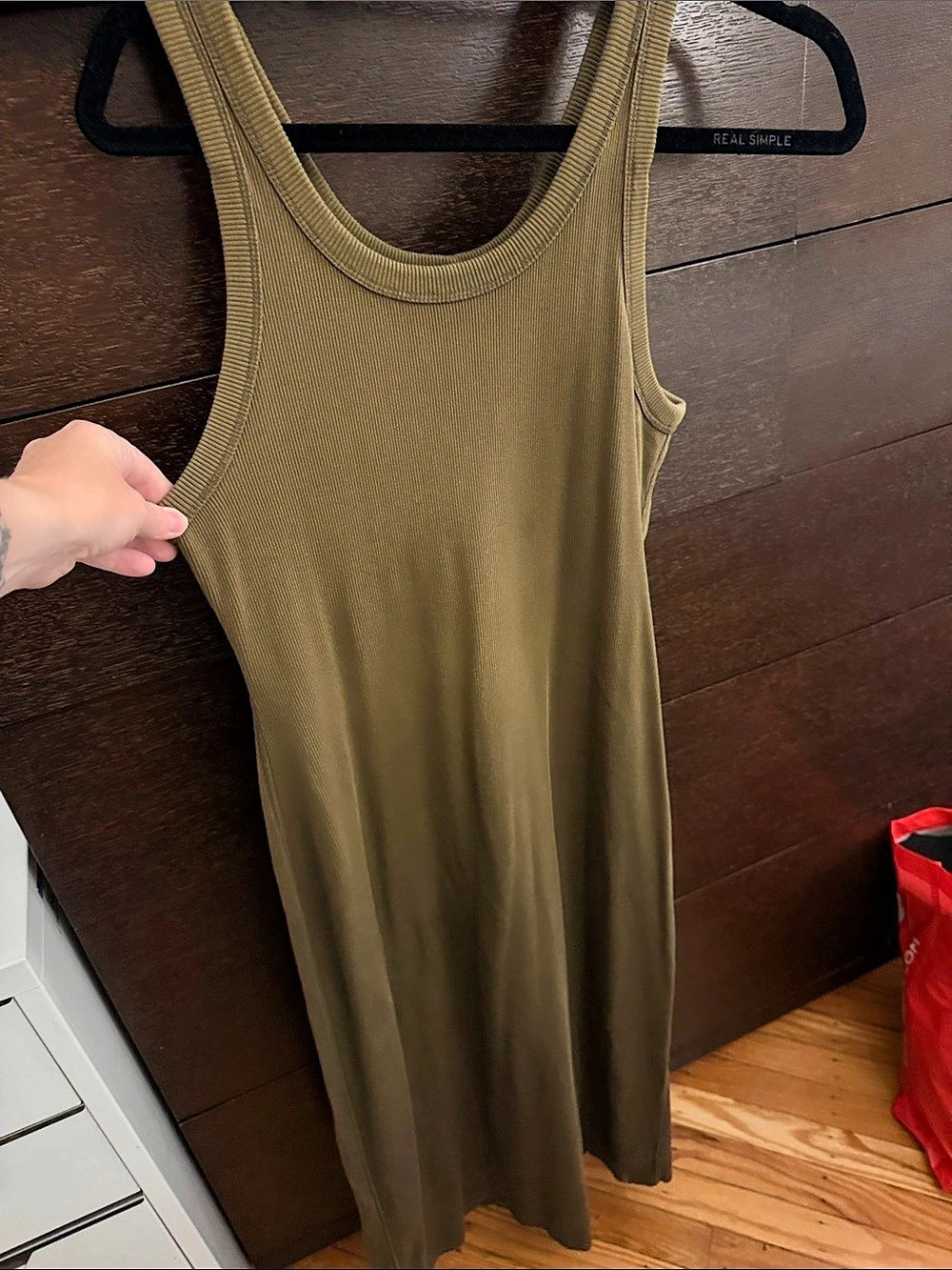Everlane The Organic Cotton Rib Tank Dress Green Medium